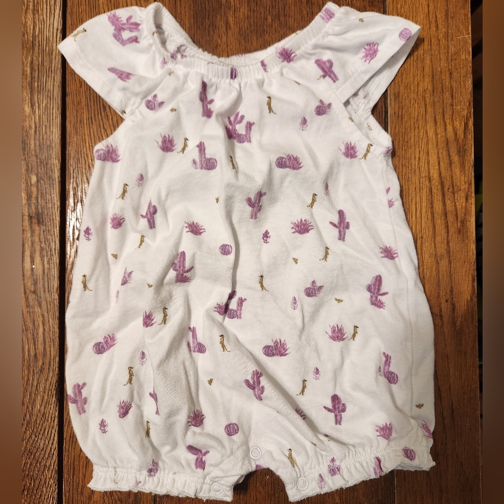 Burt's Bees Organic Cotton White and Purple Baby Romper